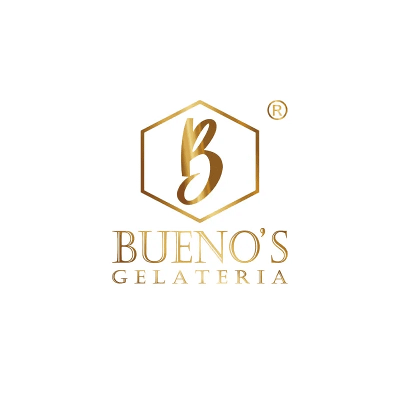 logo da buenos gelateria com o logo dourado