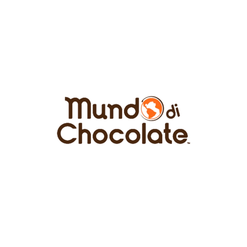 logo escrito em tons marrons e ícone do mundo em laranja.