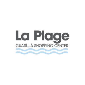Logo do Shopping La Plage Guarujá Shopping Center em fundo branco.